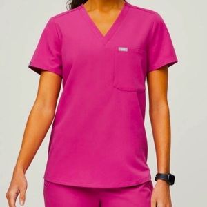 FIGS Catarina One Pocket Scrub Top Fuchsia Size XL